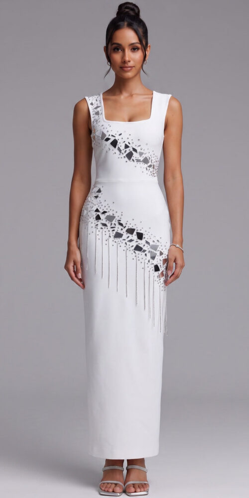 40185c888e6a238e WHITE RHINESTONE COLUMN MAXI DRESS – FORMAL