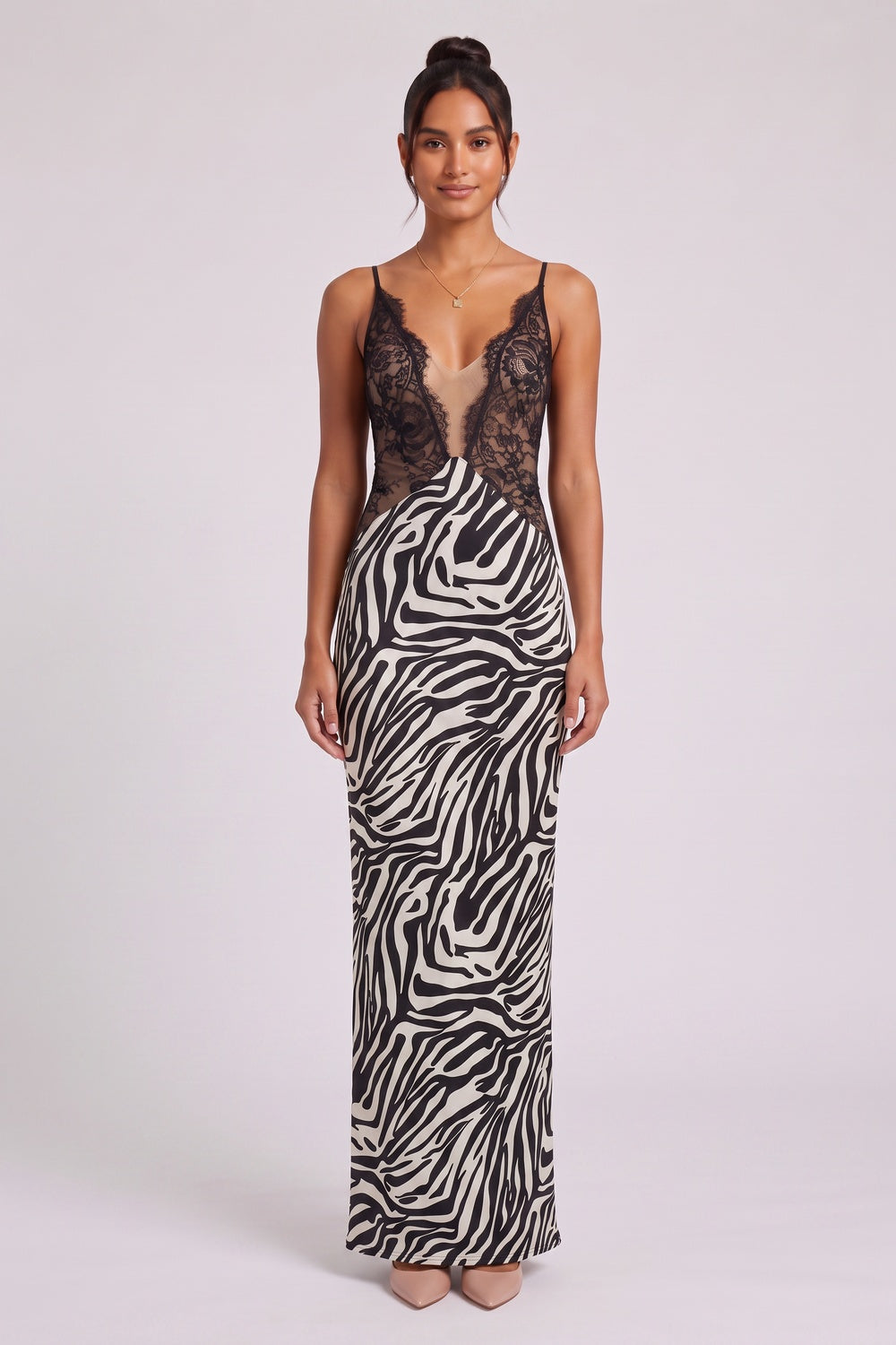 BLACK SATIN COLUMN MAXI DRESS – FORMAL EVENING