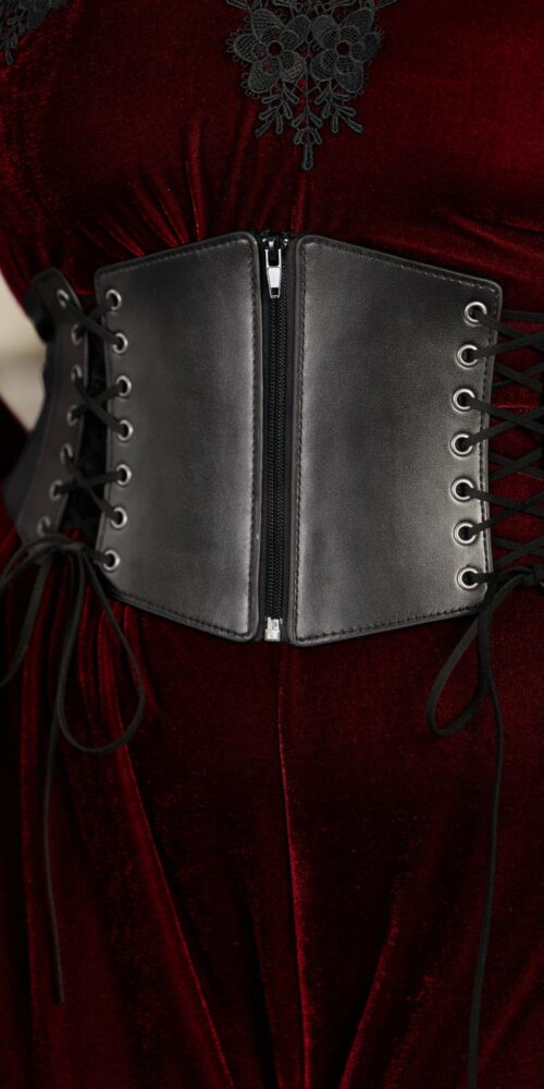 447590322_hc FAUX LEATHER LACE-UP CORSET BELT - ZIPPER, PARTY