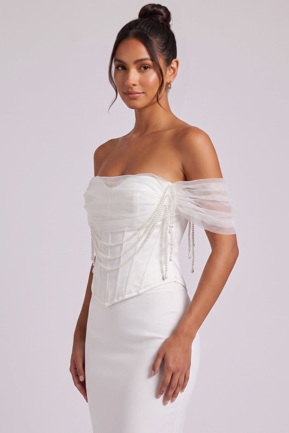499c2a0d5a211a17 SATIN CORSET TOP – PEARL OFF-SHOULDER BRIDAL
