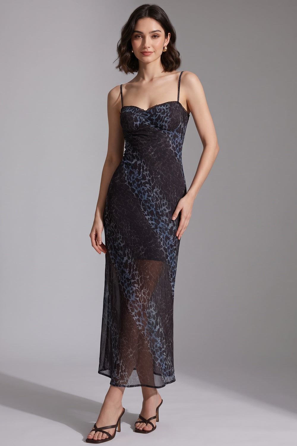 4c97683f92ef531e BLACK MESH A-LINE SLIP DRESS – SHEER EVENING COCKTAIL