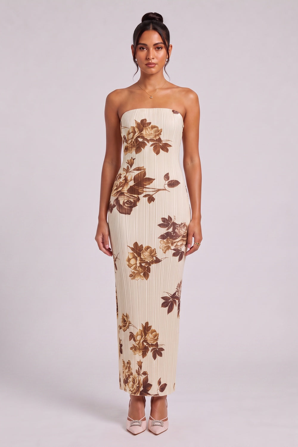 4f13b60e3a75bdc0 CREAM PLISSÉ KNIT MAXI DRESS FORMAL