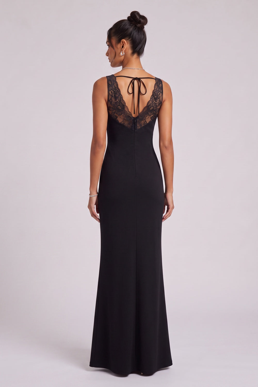 5016718742a9af56 BLACK LACE BODICE COLUMN GOWN – FORMAL EVENING DRESS