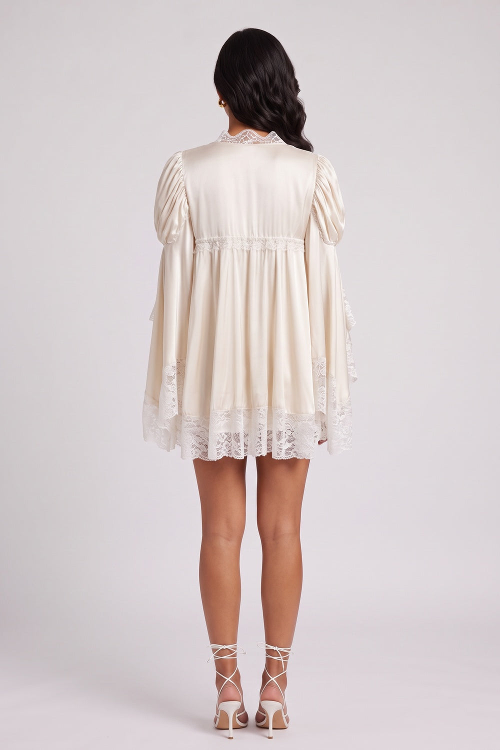 51aa9095a6b6b17d CREAM SATIN BABYDOLL MINI DRESS - PARTY COCKTAIL