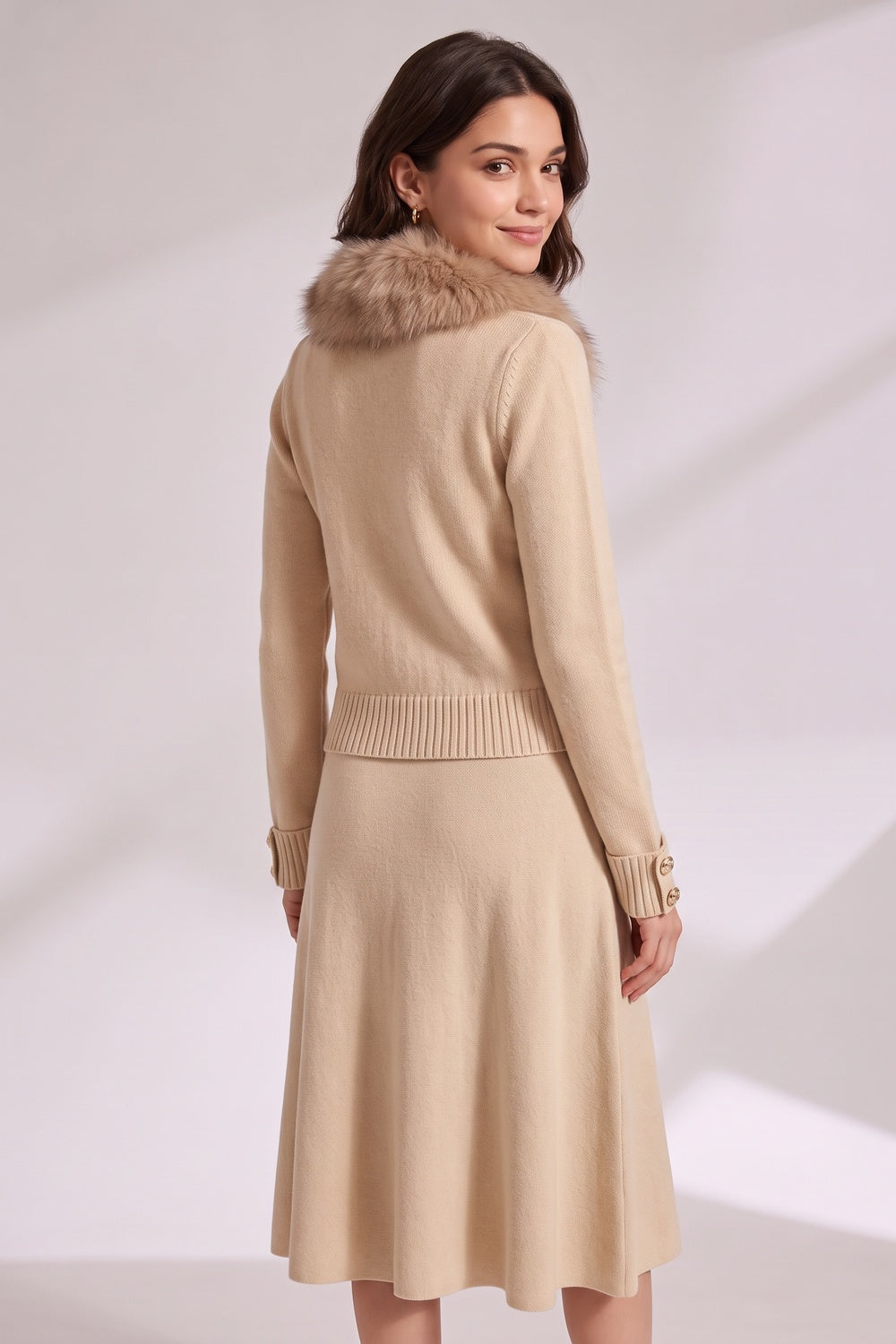 56391d694baa46b6 BEIGE CROPPED FITTED CARDIGAN JACKET - WORK & CASUAL