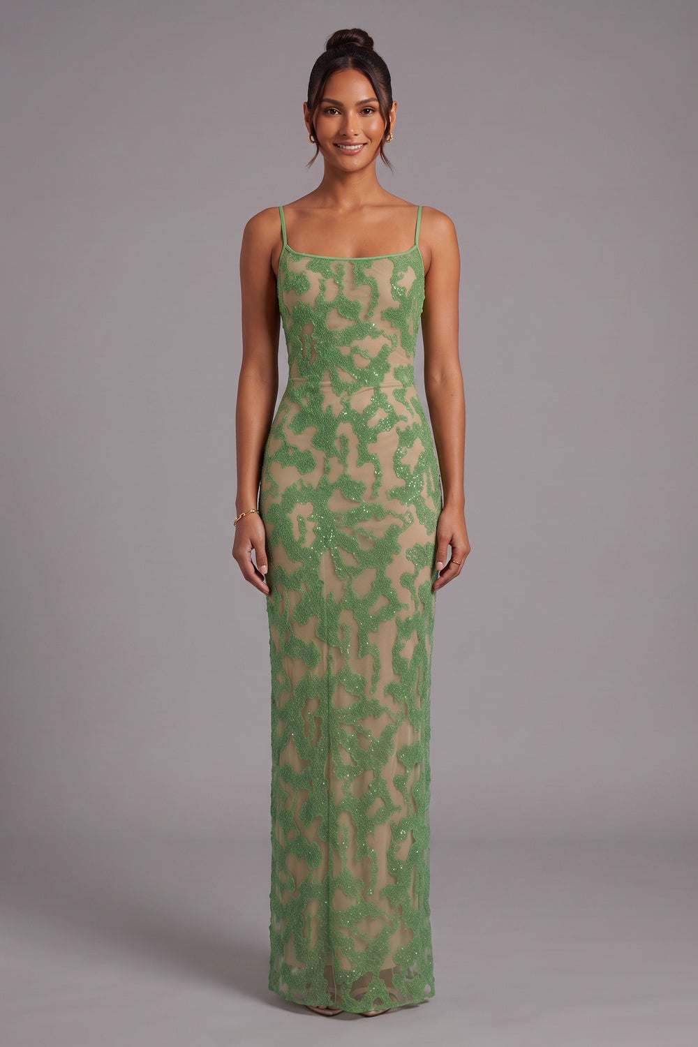 5715eb9754005b6c GREEN LACE COLUMN GOWN | FORMAL EVENING DRESS