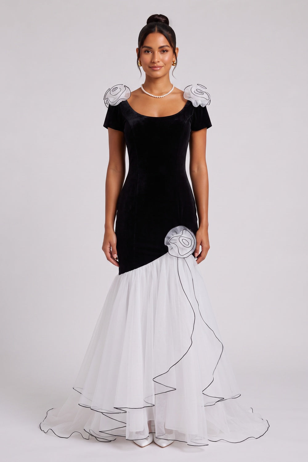 59ac8811e69434dc BLACK VELVET TULLE MERMAID PROM DRESS