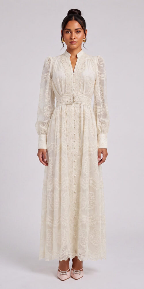 CREAM LACE A-LINE DRESS | WEDDING GUEST & BRIDAL SHOWER