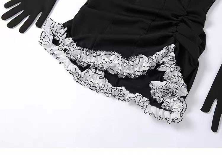 5aff8ead48f677b2d004fbb36438833a STRAPLESS RUFFLE BODYCON MINI DRESS & GLOVES
