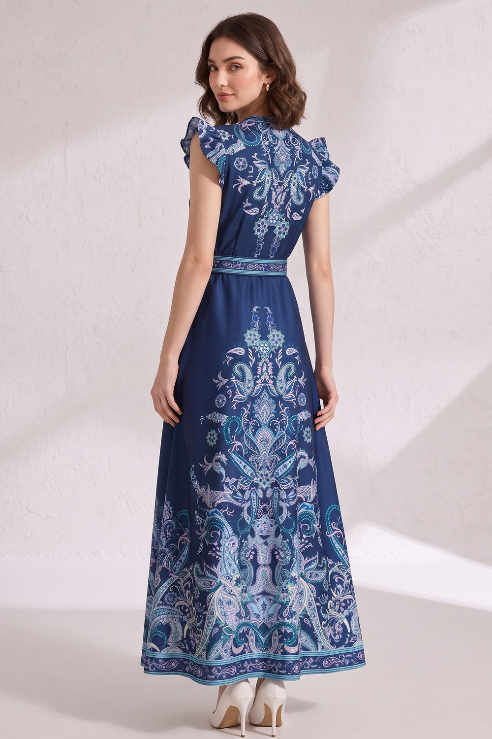 5b0de78c51f4449f NAVY FIT-AND-FLARE MAXI DRESS – WEDDING GUEST