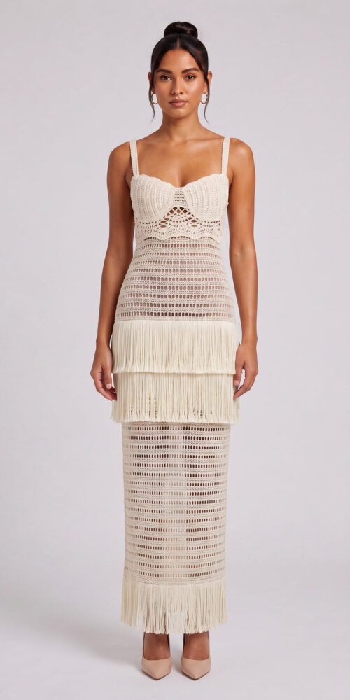 5f6c916ab76580a4 CREAM CROCHET COLUMN DRESS - BOHO WEDDING GUEST