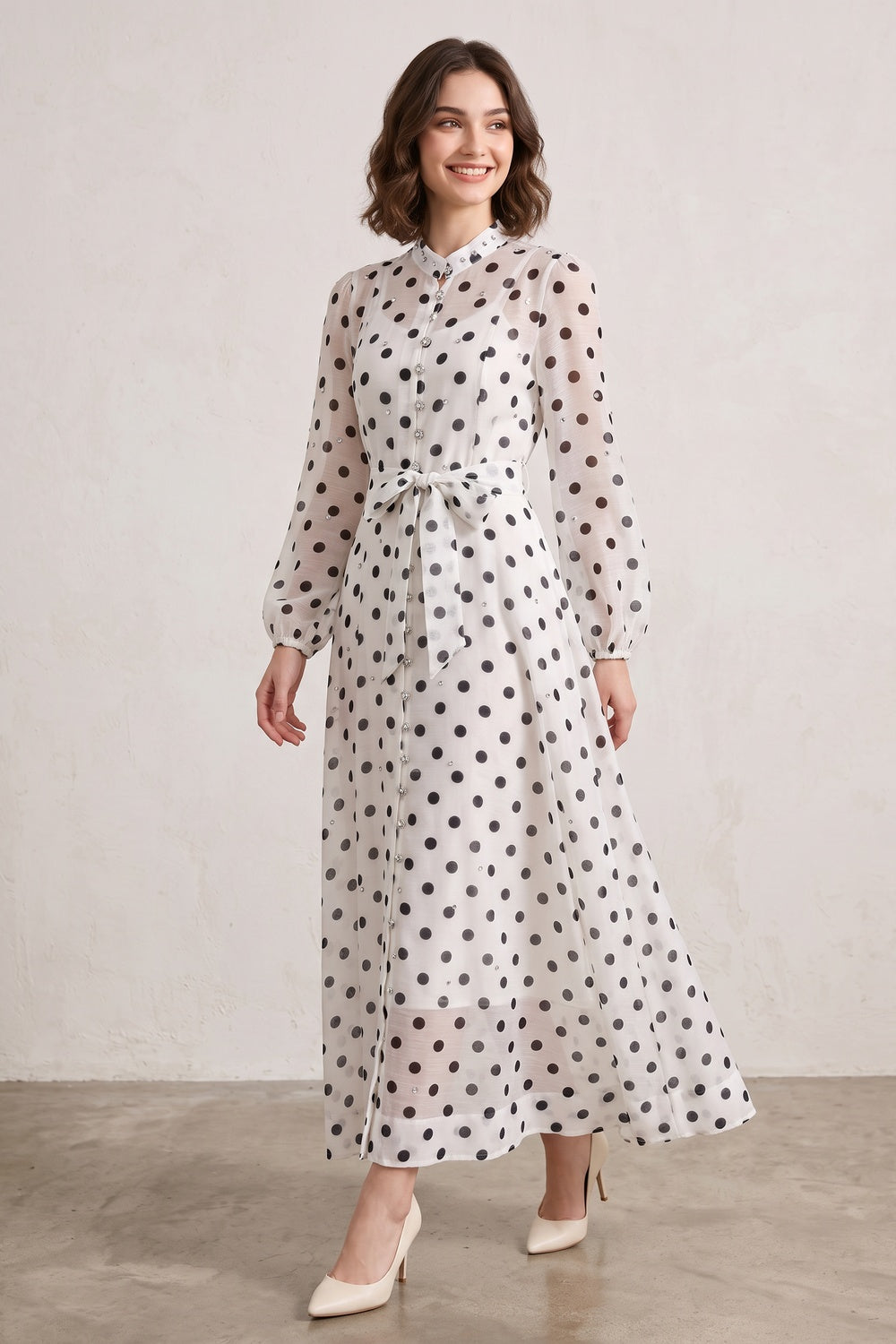 61c7098506ae8c1d WHITE SHEER CHIFFON A-LINE MAXI DRESS