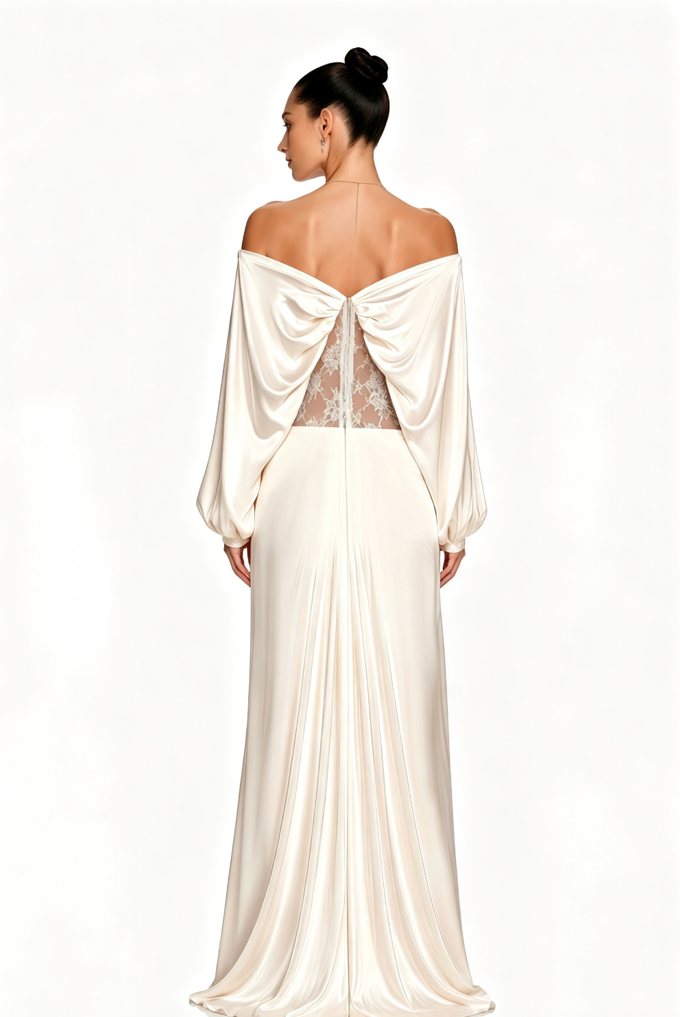 CHAMPAGNE SATIN COLUMN GOWN | FORMAL EVENING DRESS