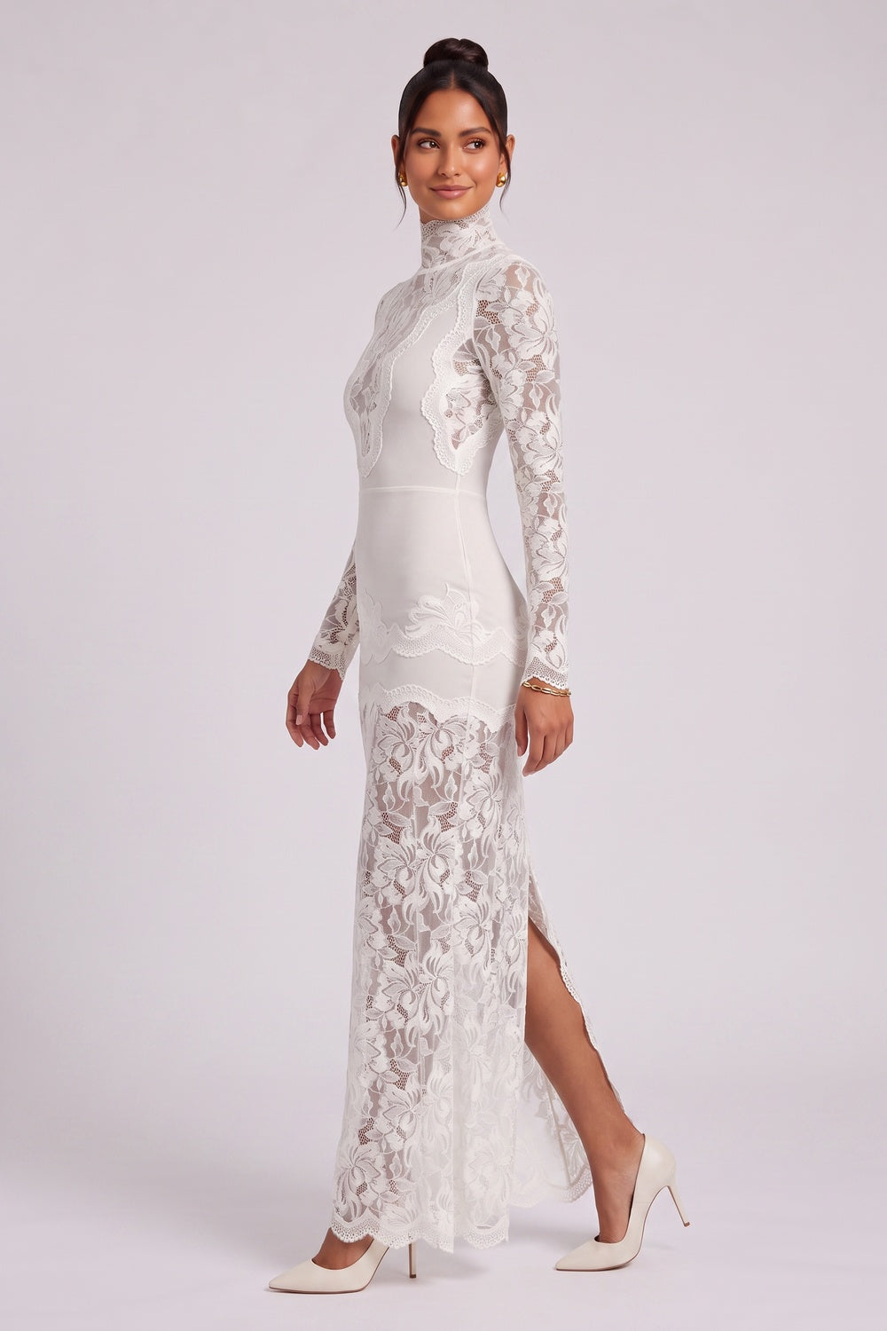 6a12284d8fc24499 OFF-WHITE LACE SHEATH GOWN – FORMAL & WEDDING