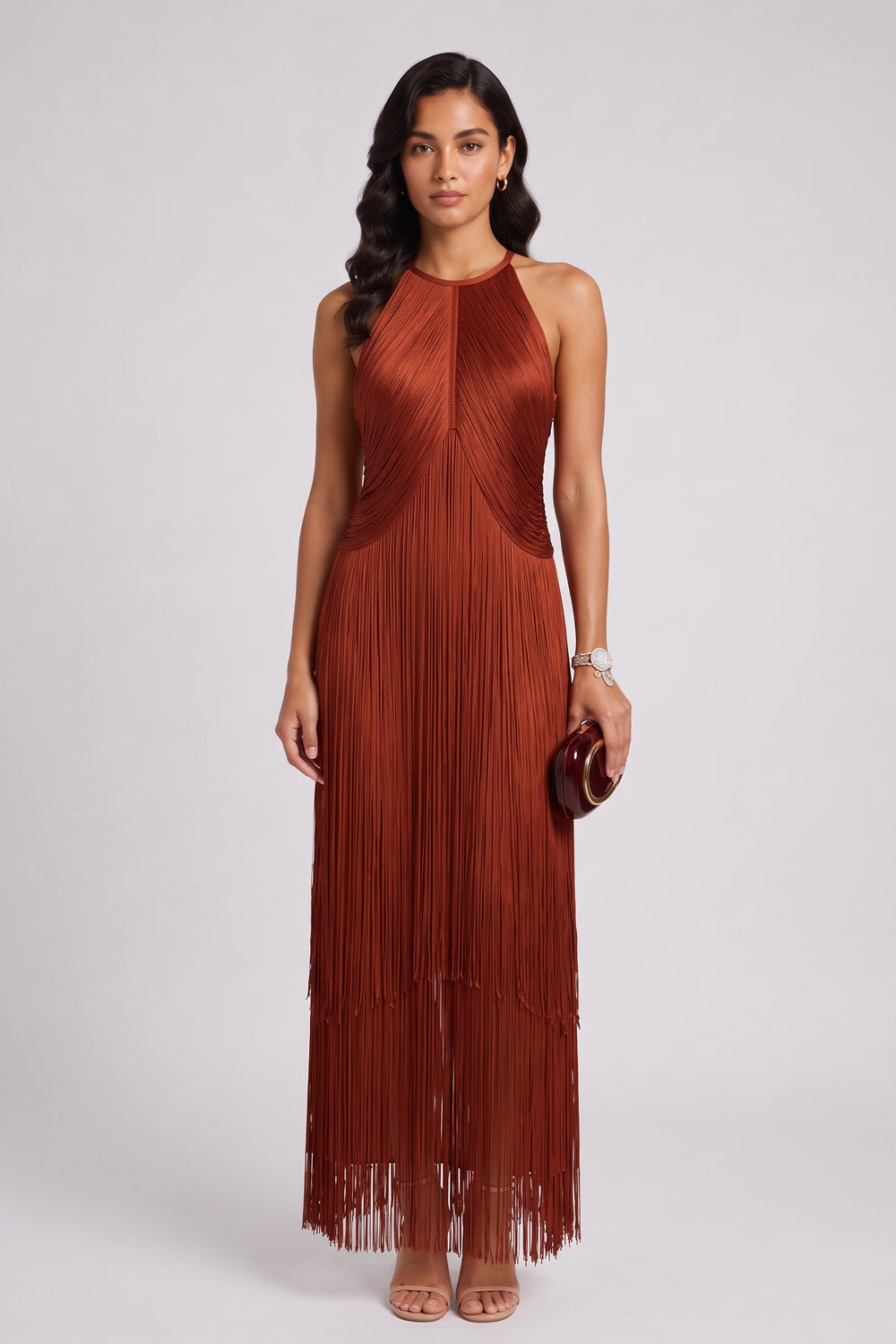6faf1c3249ab428f RUST FRINGE COLUMN DRESS – BOHO WEDDING GUEST STYLE