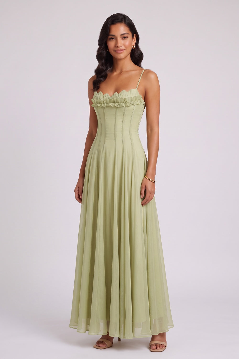 73137c0ba6edfc8a SAGE GREEN CHIFFON A-LINE GOWN – FORMAL & WEDDING
