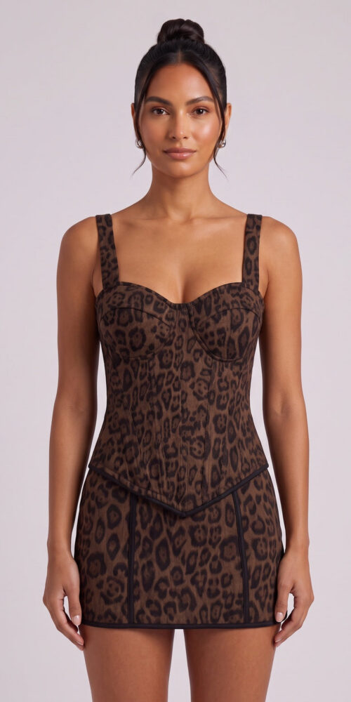 BROWN CORSET TOP SWEETHEART BUST PARTY