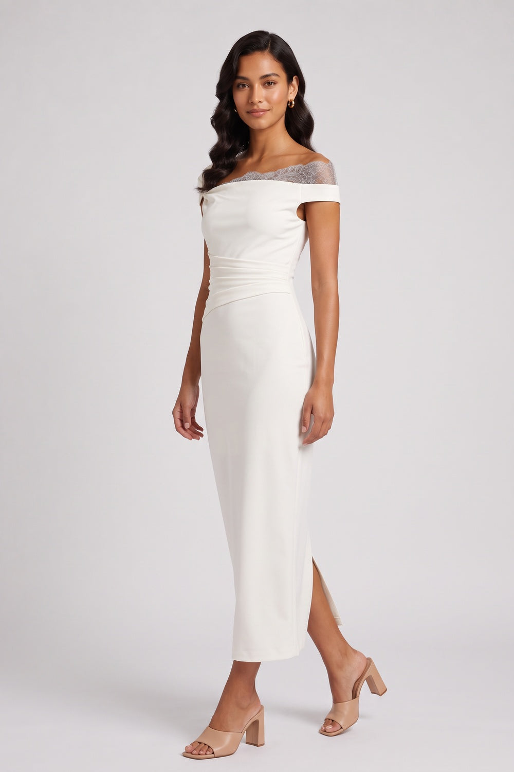 7a8b7666817c4e4a OFF-WHITE CREPE SHEATH DRESS – WEDDING GUEST