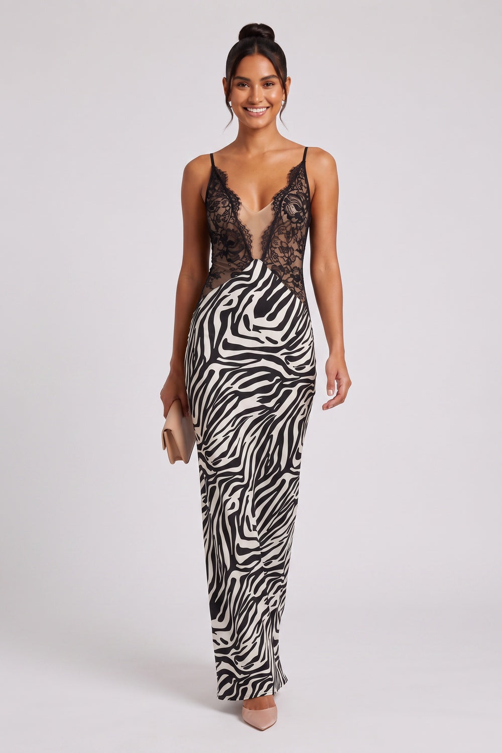 BLACK SATIN COLUMN MAXI DRESS – FORMAL EVENING