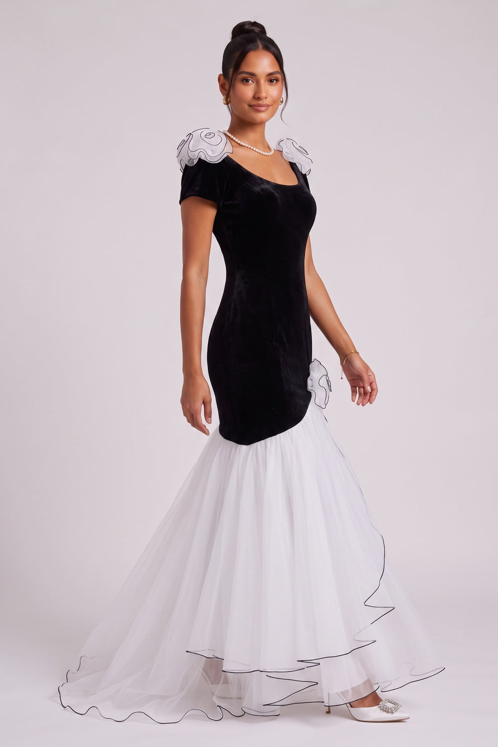 80e33cfa85e696f0 BLACK VELVET TULLE MERMAID PROM DRESS