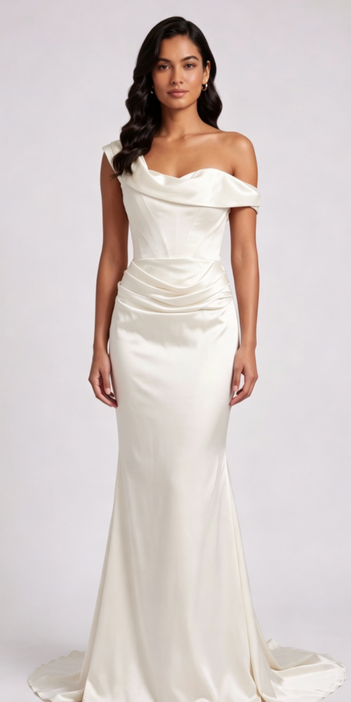 83462043562ada3284be9b9ef41ecd17 CREAM SATIN MERMAID GOWN - FORMAL EVENING DRESS