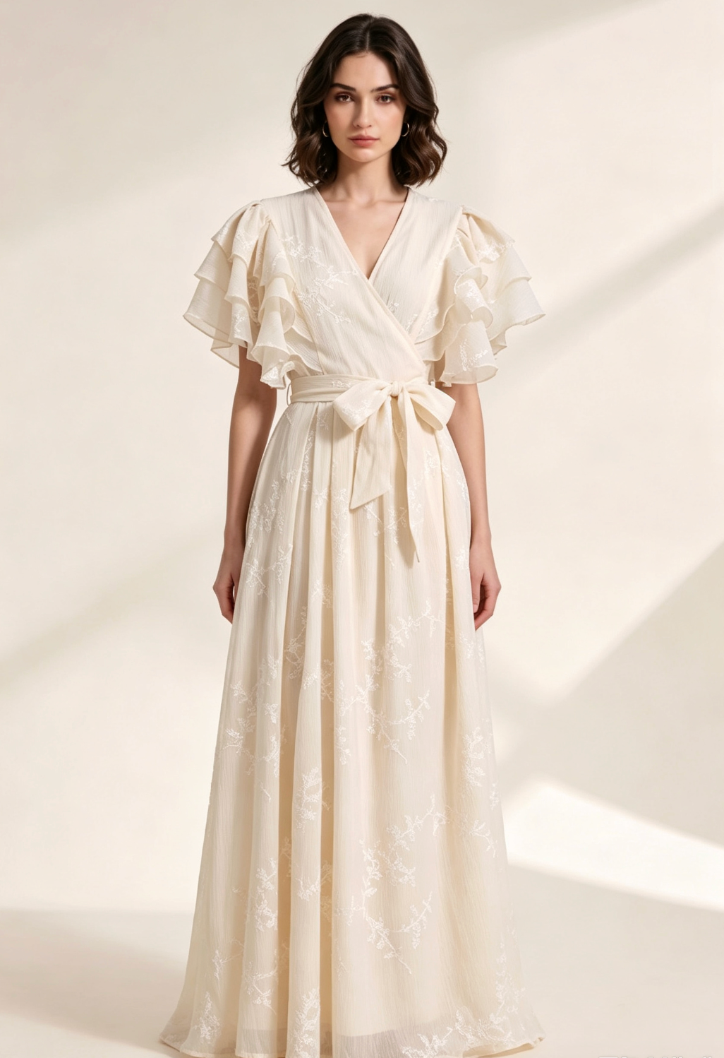 86a15b1349266f93cedca9a7ffa71e96 CREAM CHIFFON A-LINE WRAP DRESS – WEDDING GUEST