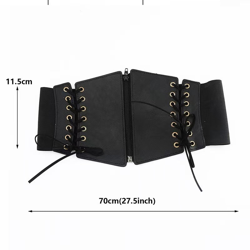 87f338ebd9f17a50b14d58fd99f3aa04 FAUX LEATHER LACE-UP CORSET BELT - ZIPPER, PARTY