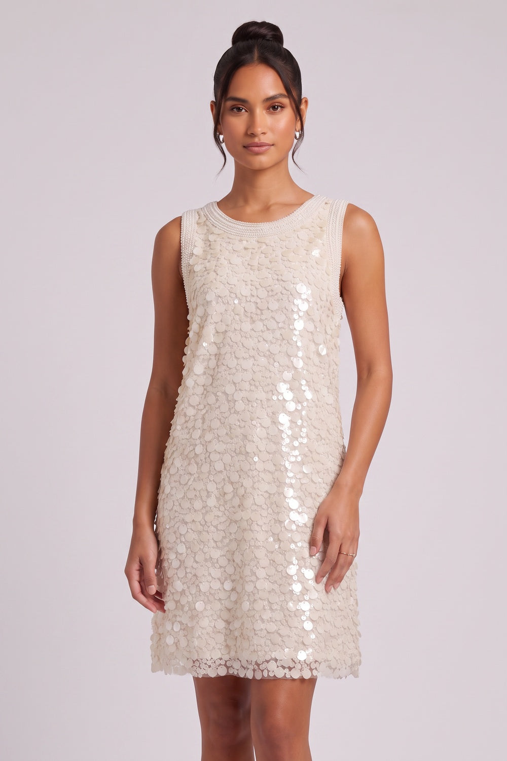 8c49263d0fca978f CREAM SEQUIN MESH SHIFT DRESS – PARTY COCKTAIL