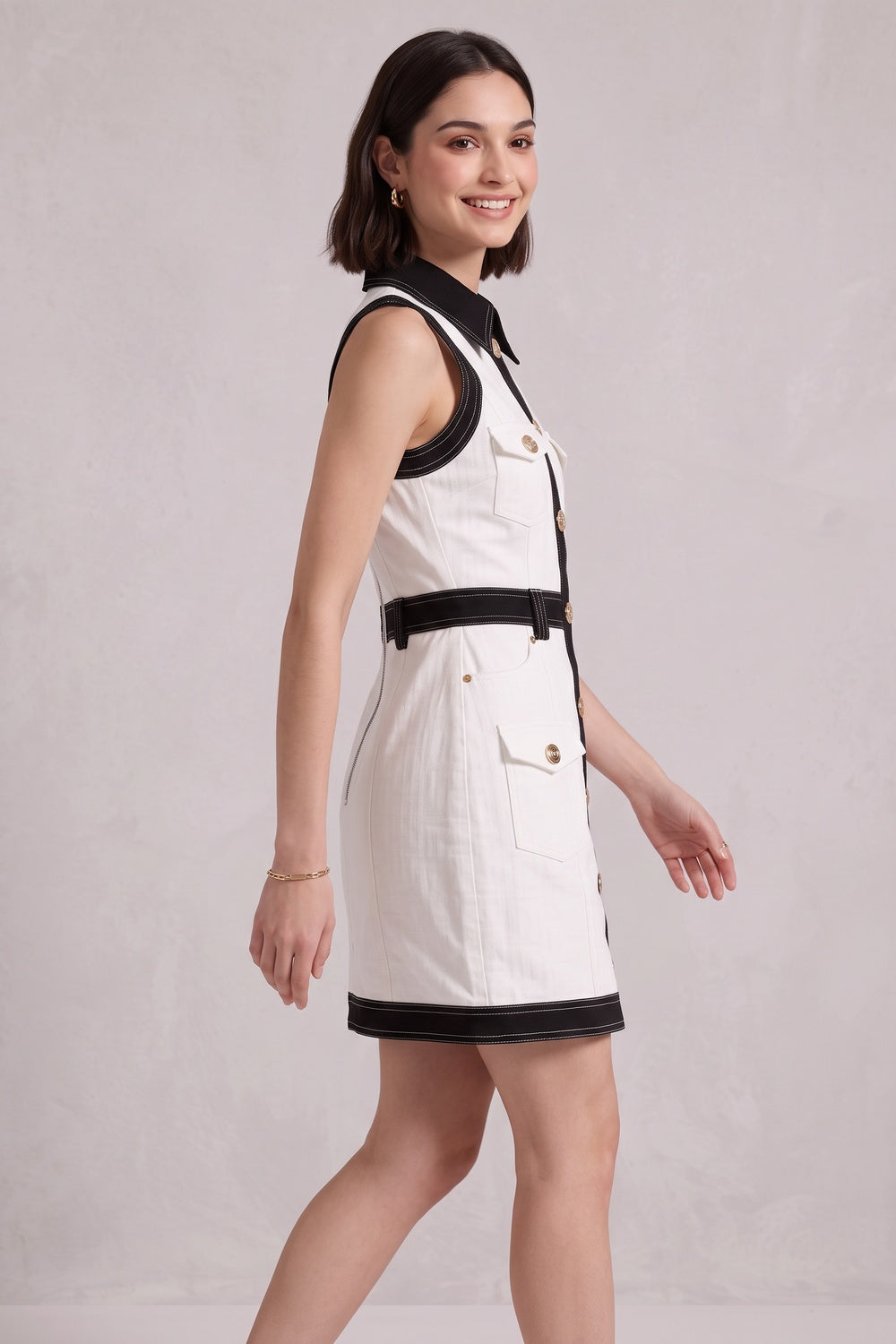 WHITE COTTON DENIM SHEATH DRESS – WORK & CASUAL