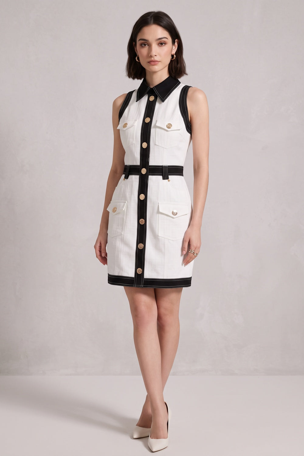 WHITE COTTON DENIM SHEATH DRESS – WORK & CASUAL