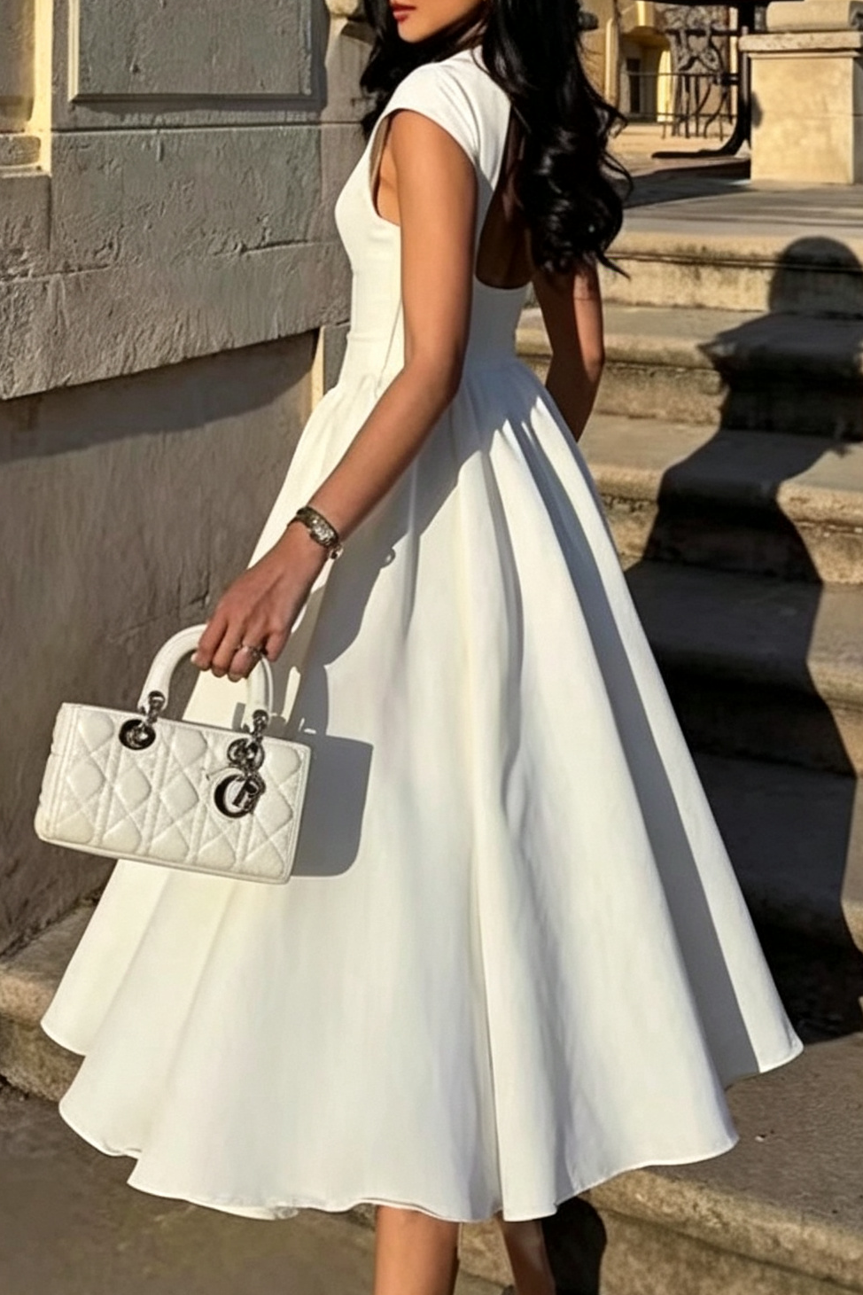 9_5966bd2f-51f1-4a91-ba60-10e55f55be84 IVORY SATIN FIT-AND-FLARE MIDI DRESS – WEDDING GUEST