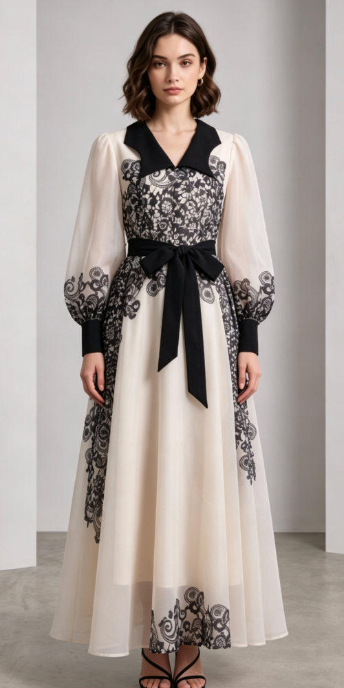 9ce28981911ab5a29de86824c281972d CREAM SHEER ORGANZA A-LINE MAXI DRESS FOR WEDDING GUEST