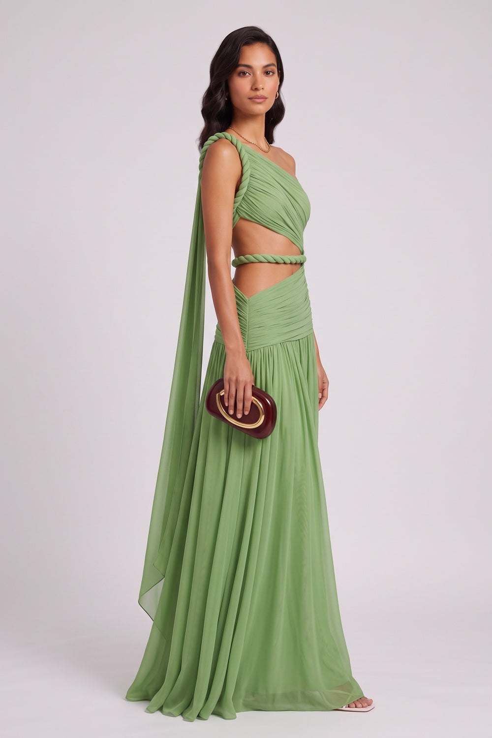 9fd4459f91eb504c SAGE GREEN CHIFFON A-LINE GOWN | WEDDING GUEST