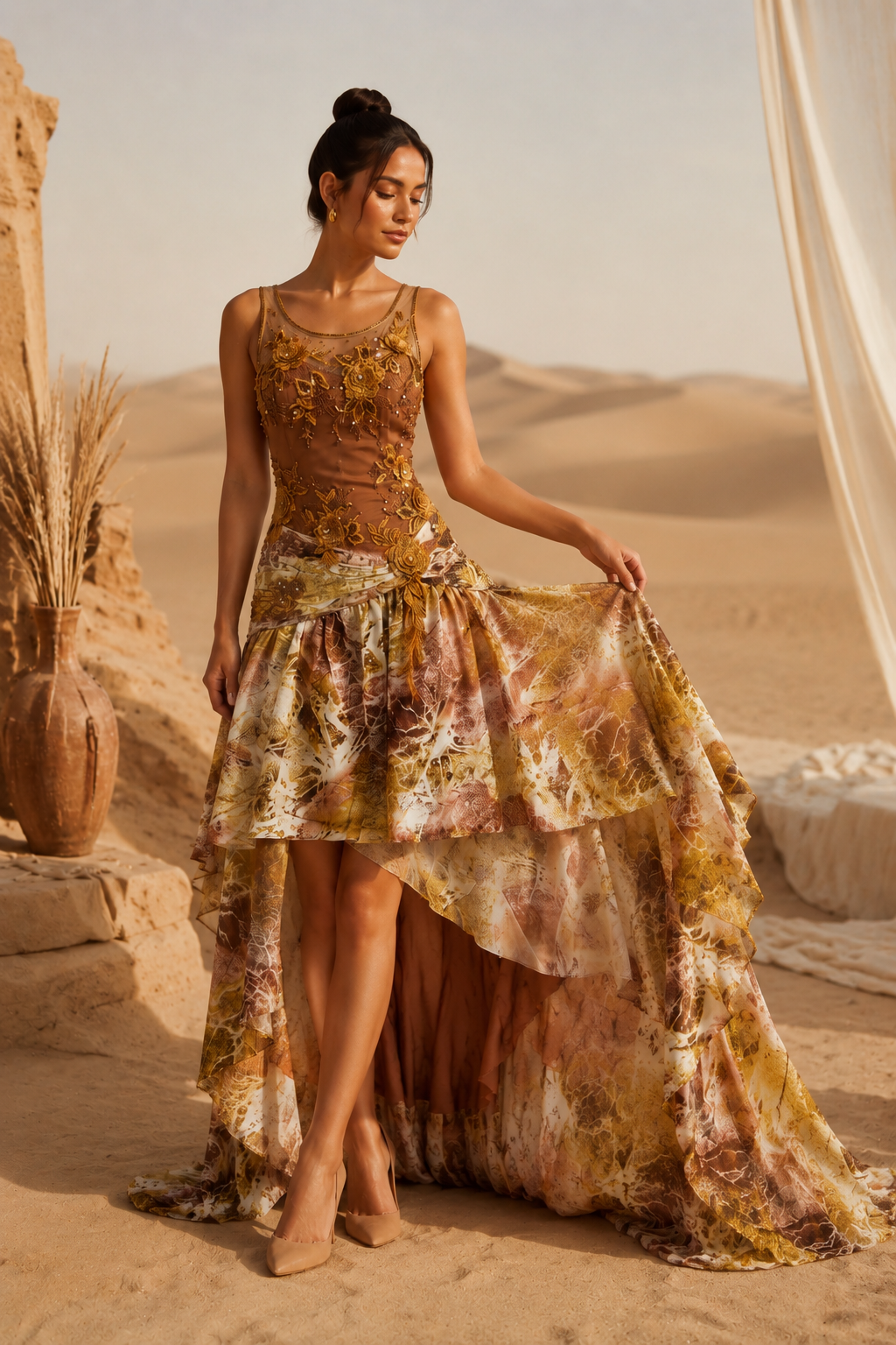 ChatGPT_Image_2026_9_2_13_28_52 BROWN SILK ASYMMETRIC TIERED MAXI GOWN DRESS