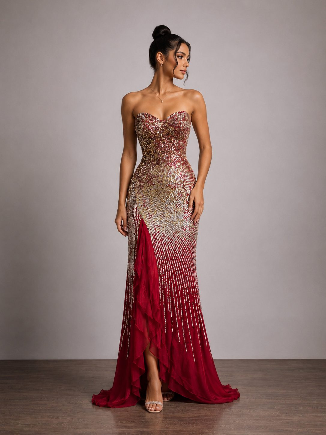 ChatGPT_Image_2026_9_2_14_31_39 RED GOLD SEQUIN MESH COLUMN GOWN FORMAL EVENING