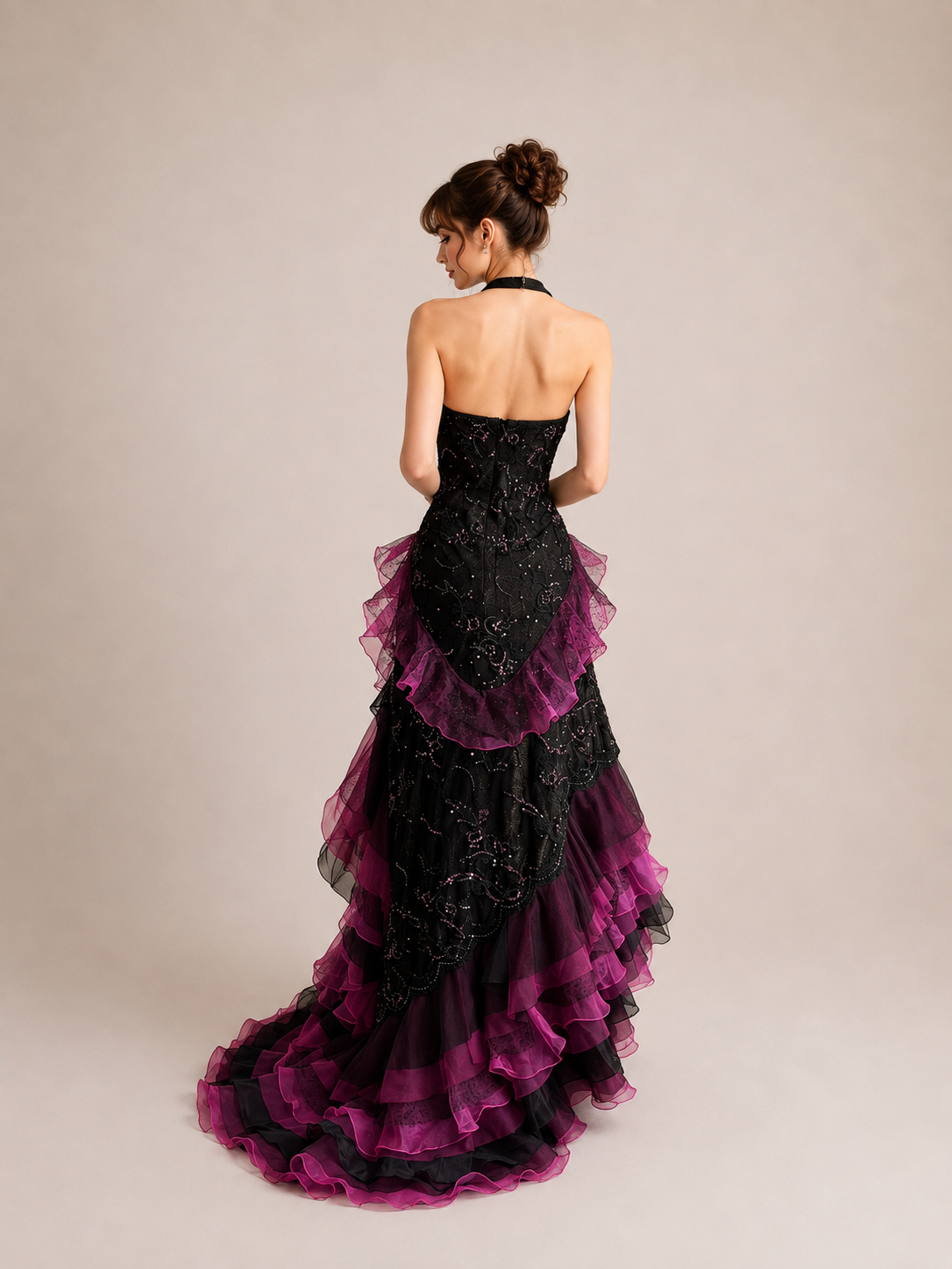 ChatGPT_Image_2026_9_2_19_43_08 HALTER MAGENTA LACE HIGH-LOW EVENING GOWN
