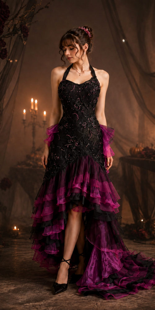 ChatGPT_Image_2026_9_2_19_52_27 HALTER MAGENTA LACE HIGH-LOW EVENING GOWN