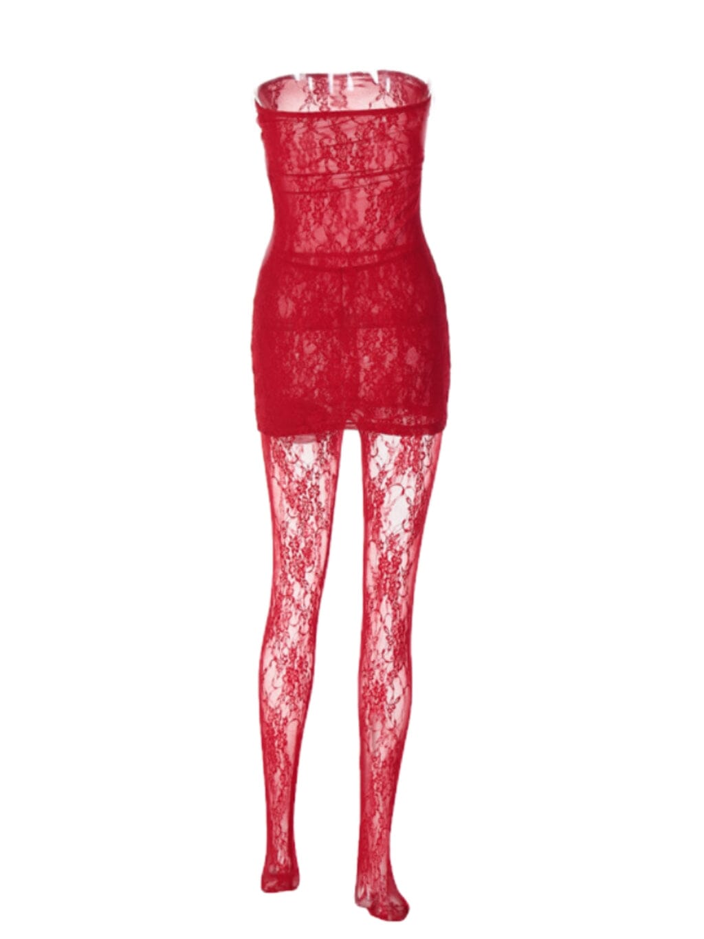 HarveyStraplessLaceMiniDressInRed_7 RED STRAPLESS LACE MINI DRESS - PARTY COCKTAIL