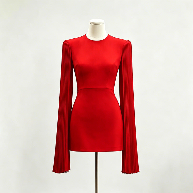 O1CN012NbRR32CTbo8Vq5yC__2216425918475-0-cib RED CREPE SHEATH DRESS CAPE SLEEVES COCKTAIL