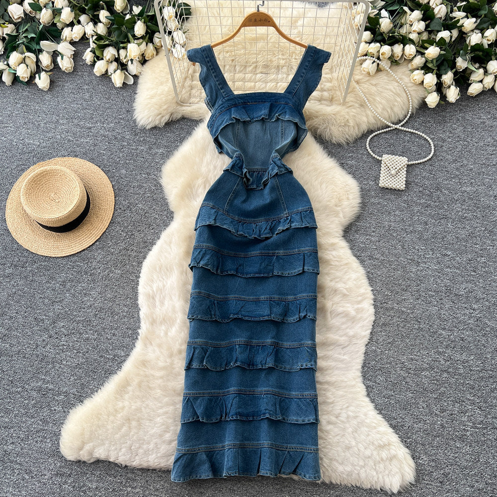 O1CN016IanLu1JsyruKT44W__2217741411085-0-cib MEDIUM BLUE DENIM SHEATH DRESS CASUAL DAY OUT