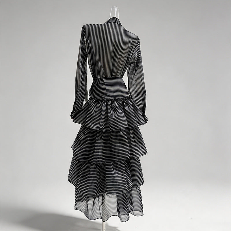 O1CN017R1e6aCq3bL1chua__2211111753642-0-cib BLACK SHEER ORGANZA FITTED TOP & TIERED MAXI SKIRT SET