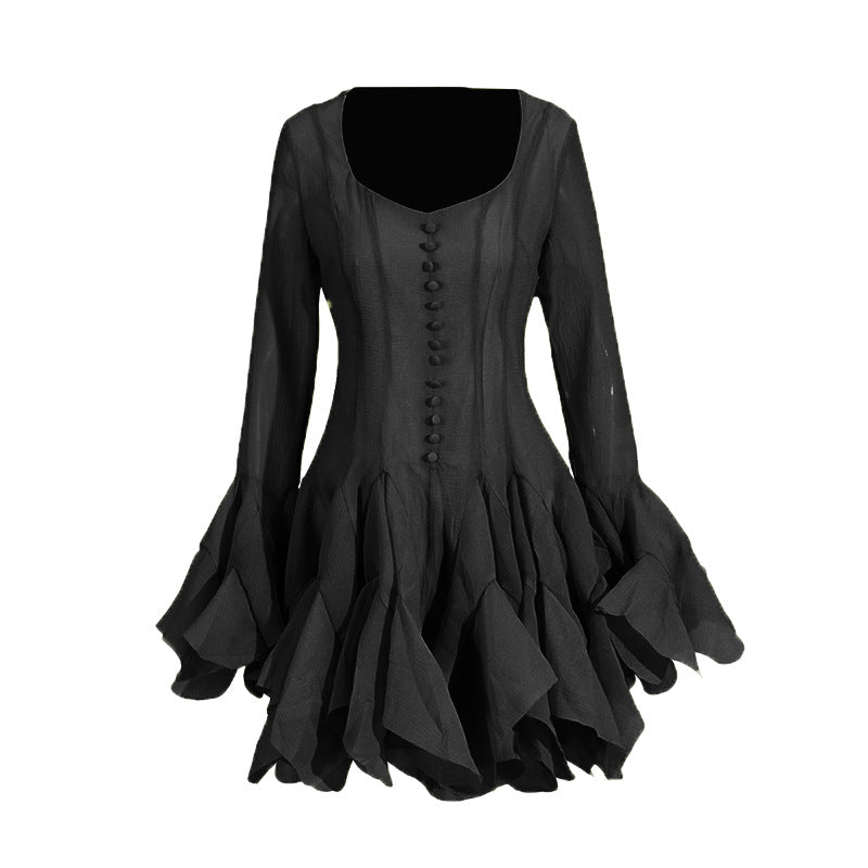 O1CN018JJJPN1iNi8UXFFxc__3354634401-0-cib BLACK CREPE FIT-AND-FLARE COCKTAIL DRESS