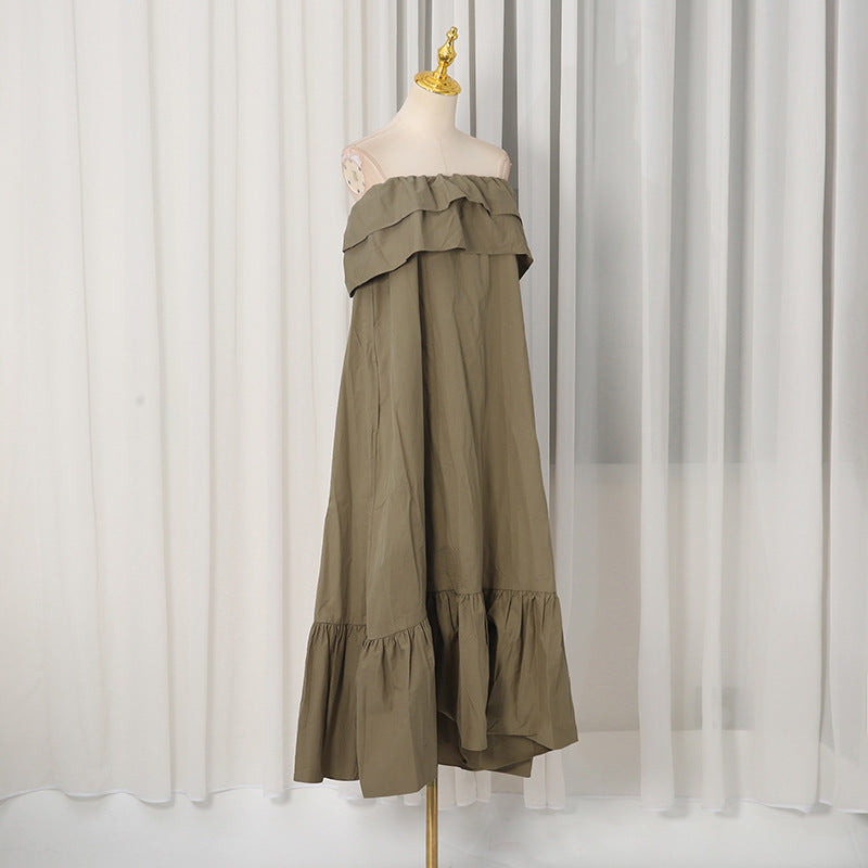 O1CN019EMDsF1ZZm7uVVLUn__2217486813209-0-cib KHAKI BROWN COTTON A-LINE TENT DRESS CASUAL