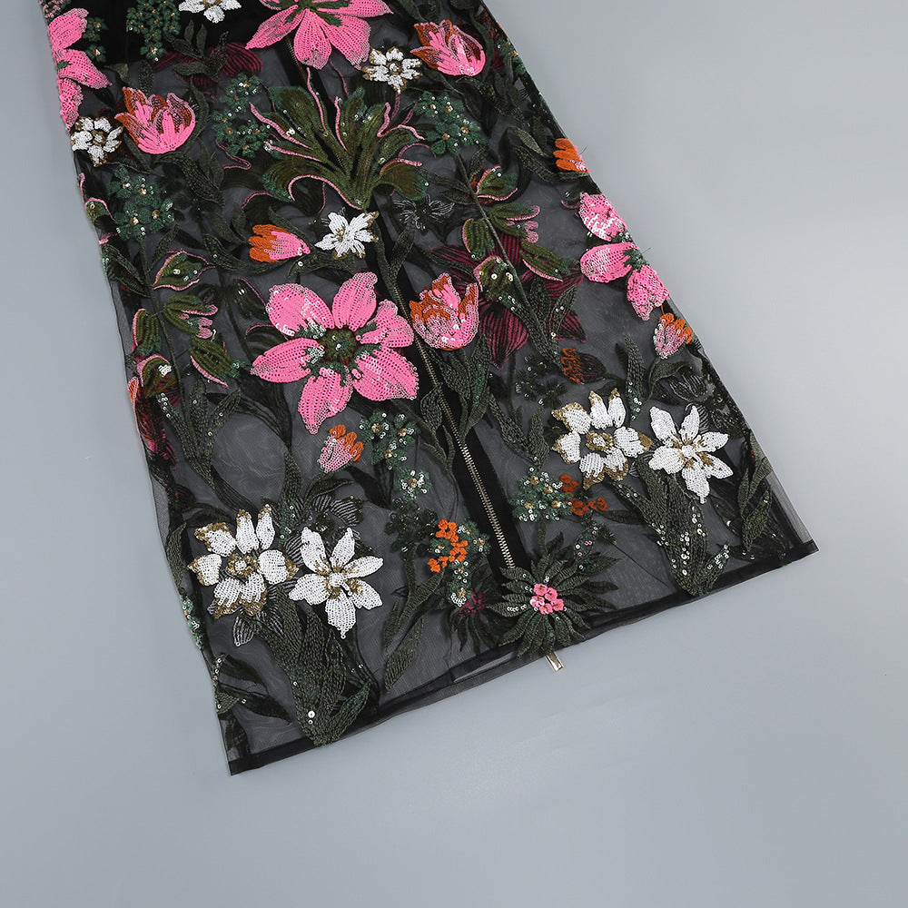 O1CN01E0I7fF2JjMkN1J3pV__3878859457-0-cib BLACK FLORAL EMBROIDERED MESH MAXI DRESS FOR EVENING