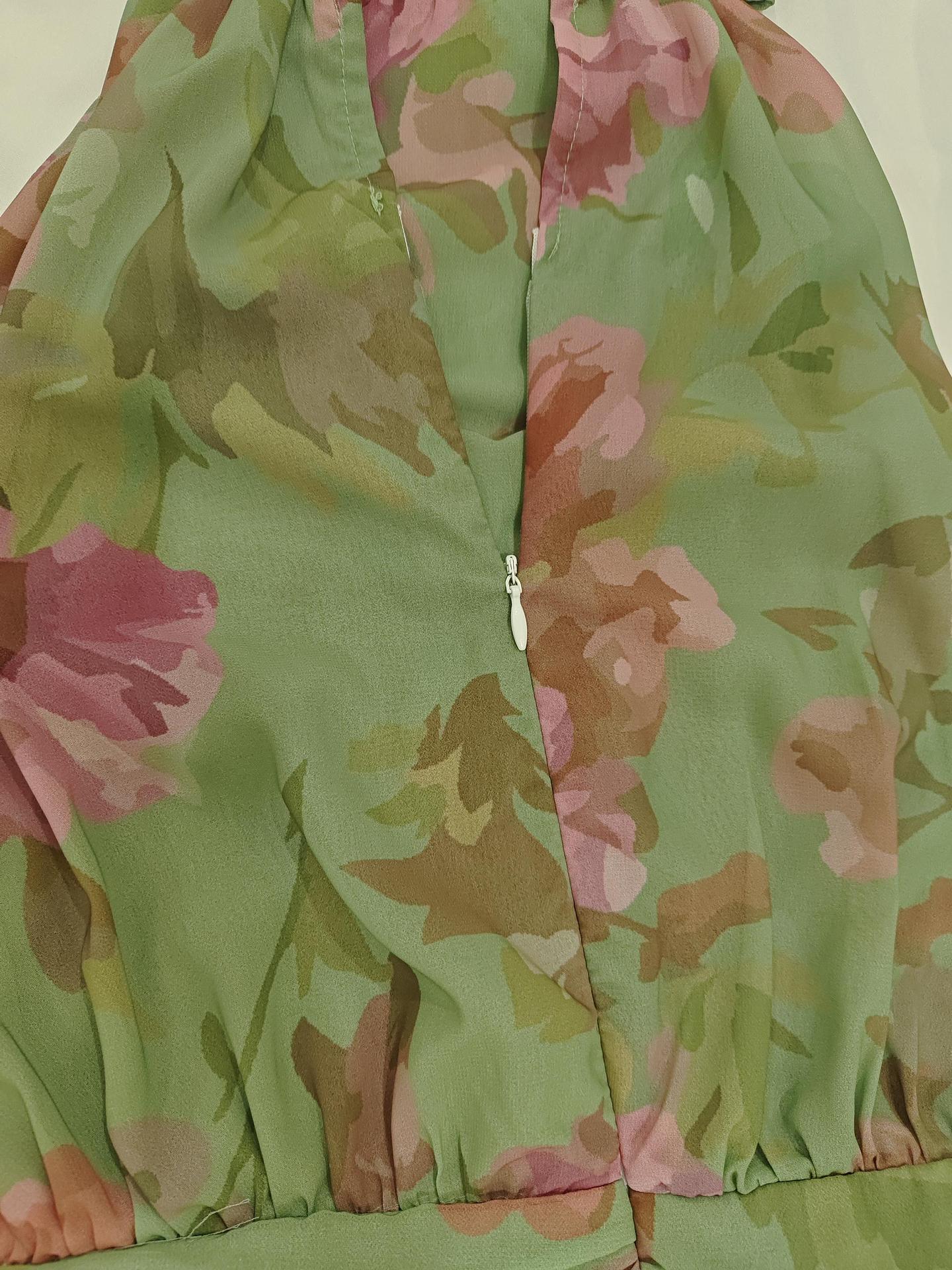 OLIVE GREEN CHIFFON A-LINE DRESS – WEDDING GUEST