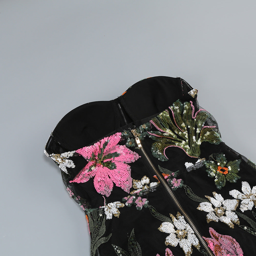 O1CN01EMNxQI2JjMkLGi3oD__3878859457-0-cib BLACK FLORAL EMBROIDERED MESH MAXI DRESS FOR EVENING