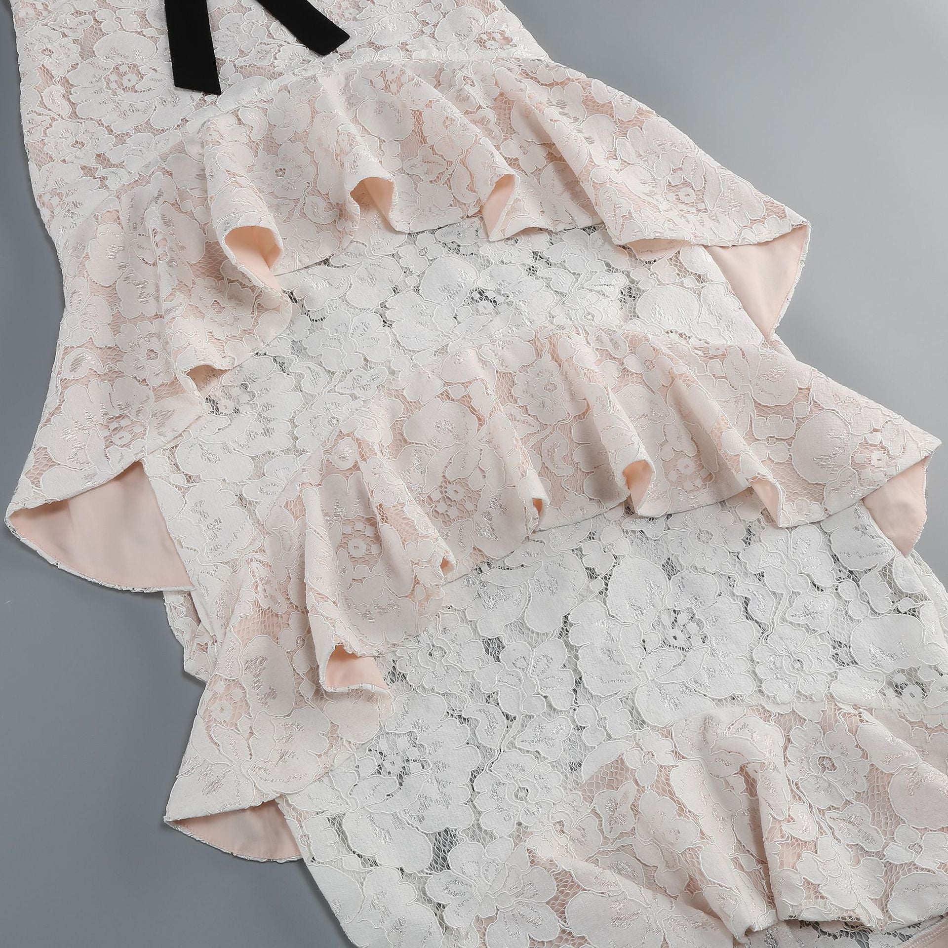 PINK FLORAL LACE HALTER MAXI GOWN – WEDDING GUEST
