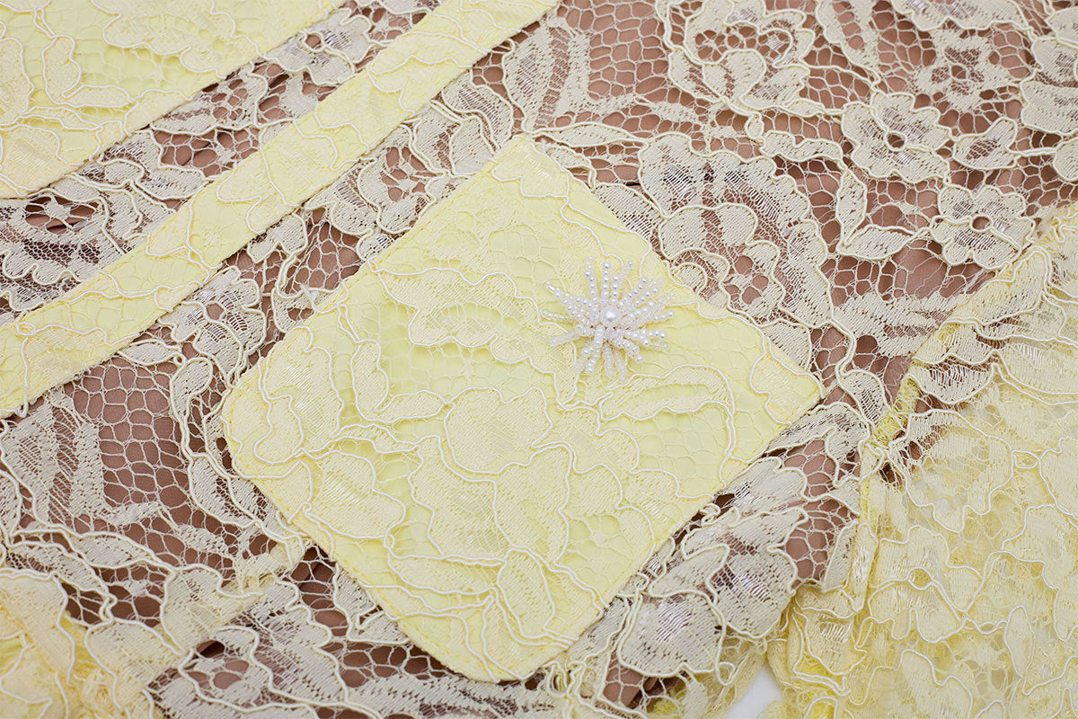 O1CN01IdBdO11cb67YlUiRC__2217977153618-0-cib PALE YELLOW LACE FIT-AND-FLARE DRESS - WEDDING GUEST