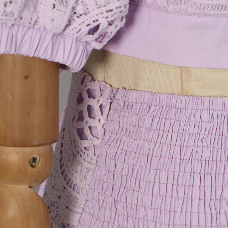 O1CN01JVCQ7m1JRV7dTSHCk__2210988231025-0-cib LAVENDER CROCHET LACE CROP TOP & A-LINE SKIRT SET
