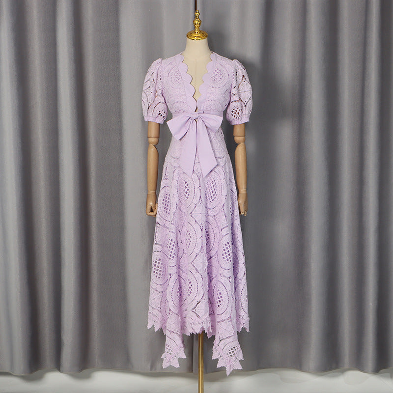 O1CN01JnMHzw1JRV7d8ulVi__2210988231025-0-cib LAVENDER CROCHET LACE CROP TOP & A-LINE SKIRT SET